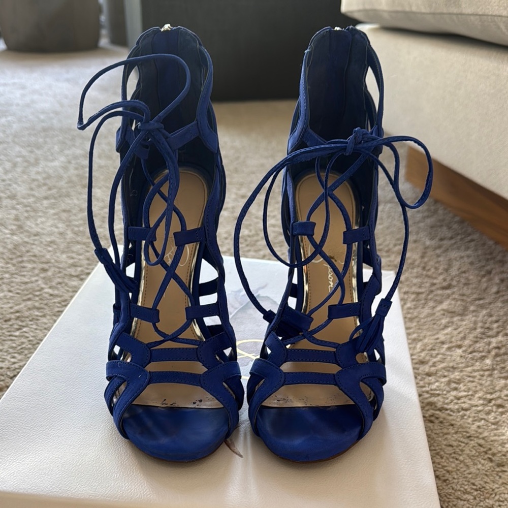 Jessica Simpson Royal Blue Lace-Up Heels